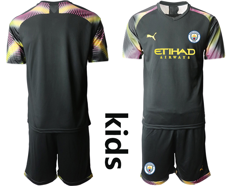 Youth 2020-2021 club  Manchester Cityl black goalkeeper blank Soccer Jerseys